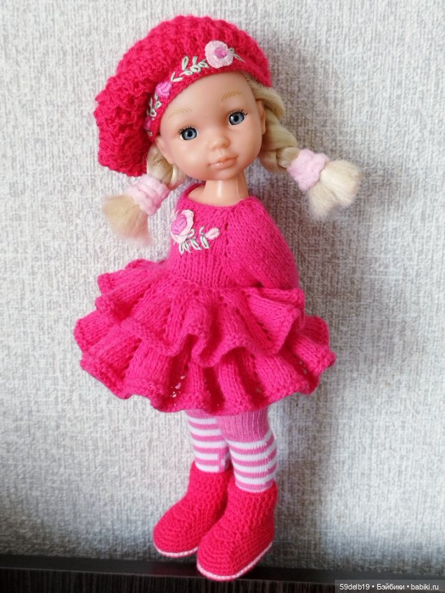 Малиновое платье с воланами для псевдо минипаолочки (фото 8)