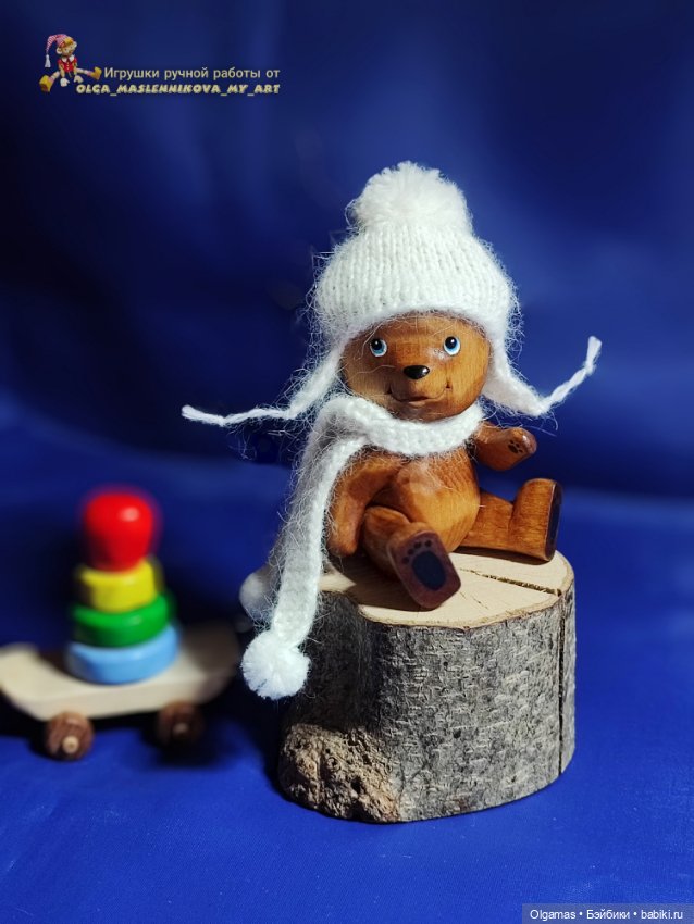 Мишутка в шапочке! 🐻 — Авторские игрушки из дерева: резьба