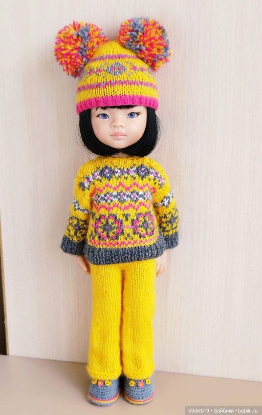 Яркий вязаный костюм для куклы паола рейна (фото 2)
