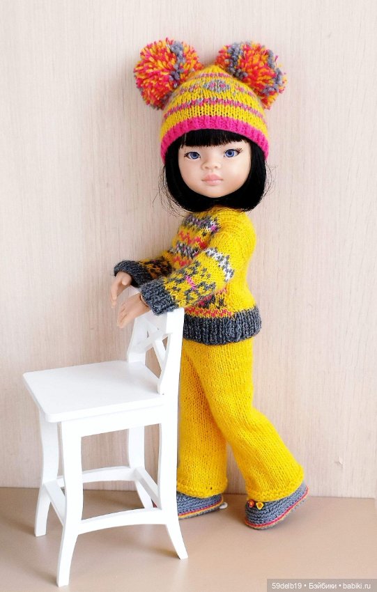 Яркий вязаный костюм для куклы паола рейна (фото 5)