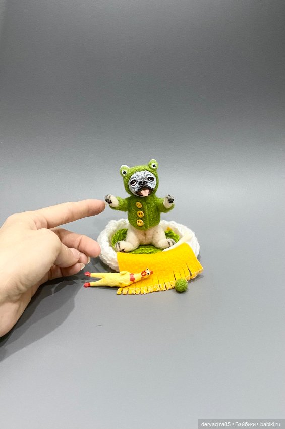 Бульдожка — Валяные игрушки из шерсти: сухое валяние (фото 4)