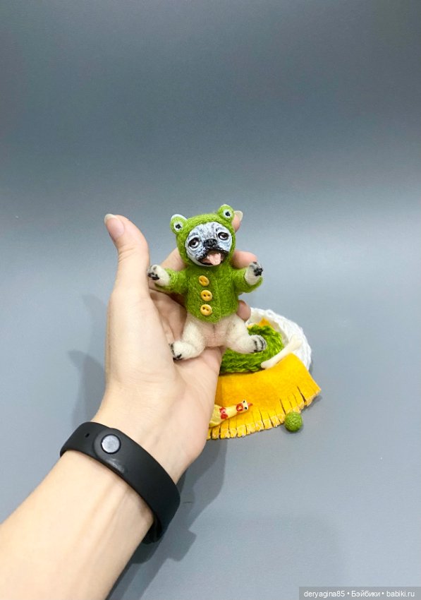 Бульдожка — Валяные игрушки из шерсти: сухое валяние (фото 5)