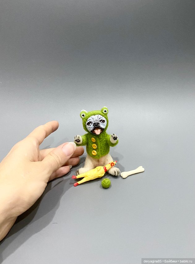 Бульдожка — Валяные игрушки из шерсти: сухое валяние (фото 10)