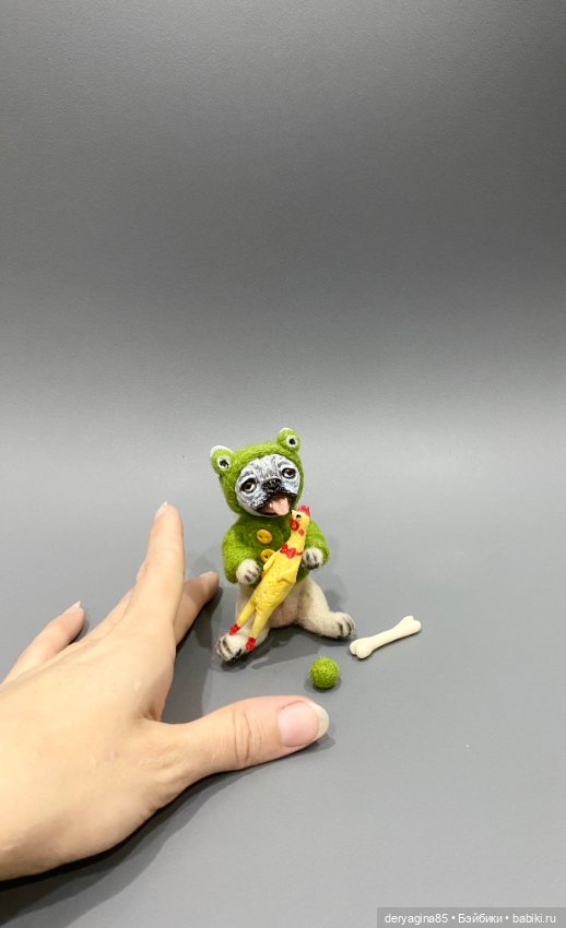 Бульдожка — Валяные игрушки из шерсти: сухое валяние (фото 2)