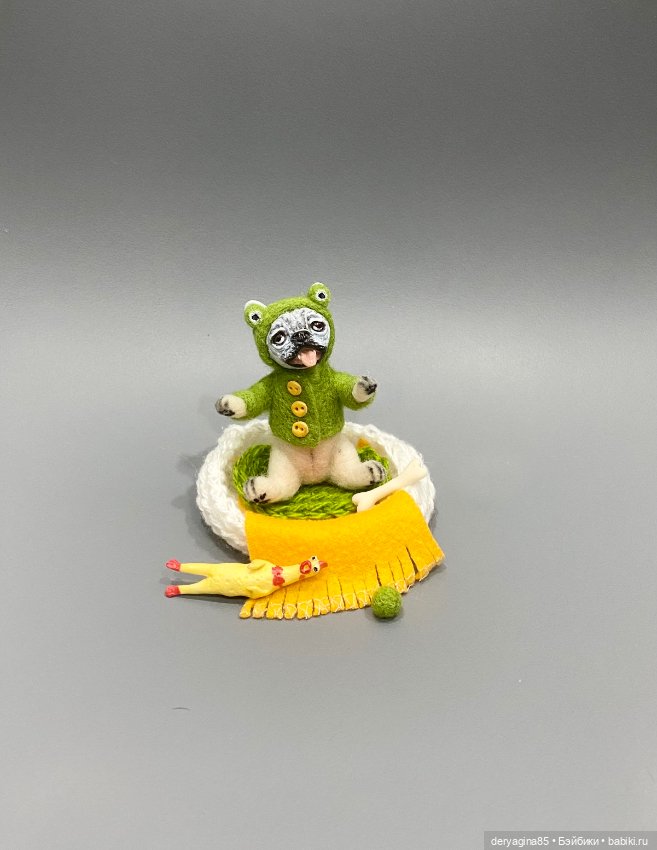 Бульдожка — Валяные игрушки из шерсти: сухое валяние (фото 3)