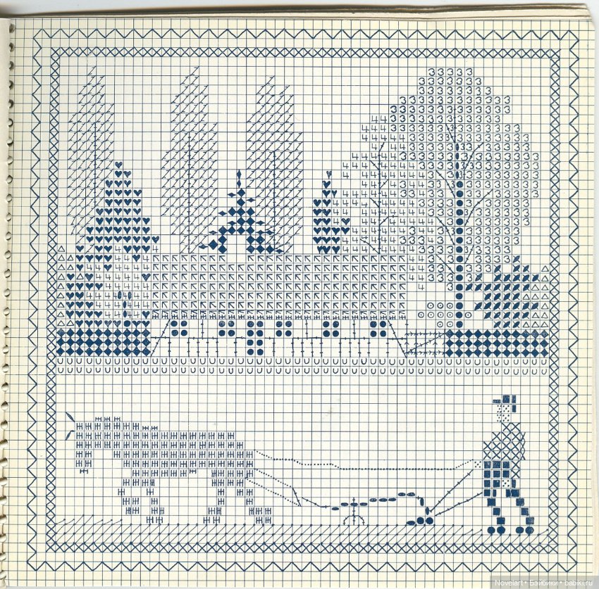 Вышитый крестиком календарь 1962г. Схемы