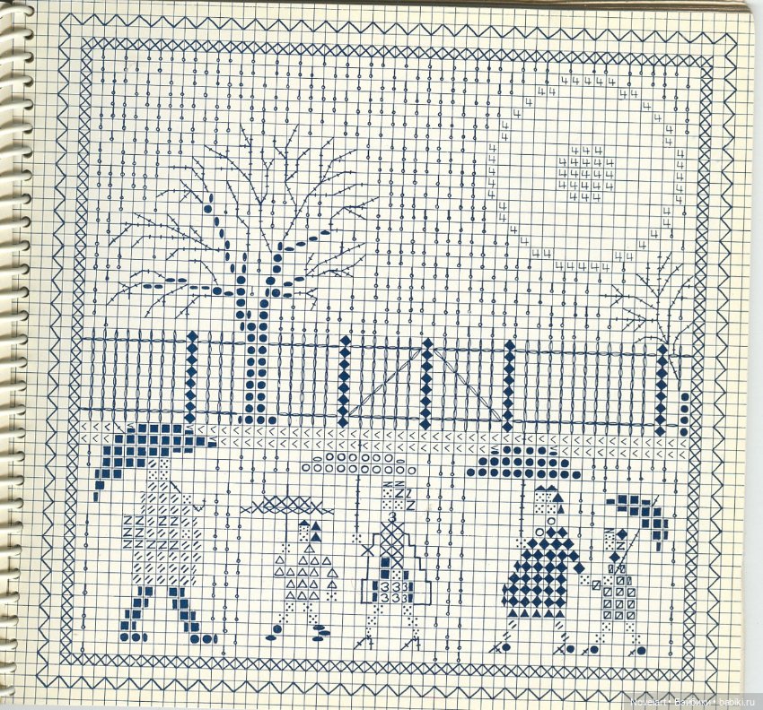 Вышитый крестиком календарь 1962г. Схемы