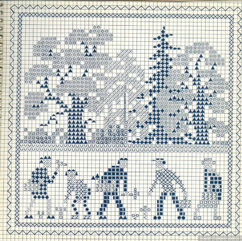 Вышитый крестиком календарь 1962г. Схемы