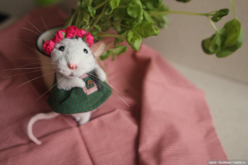 Мышки-малышки — Игрушки в смешанной технике (мех и глина): Арт (фото 9)