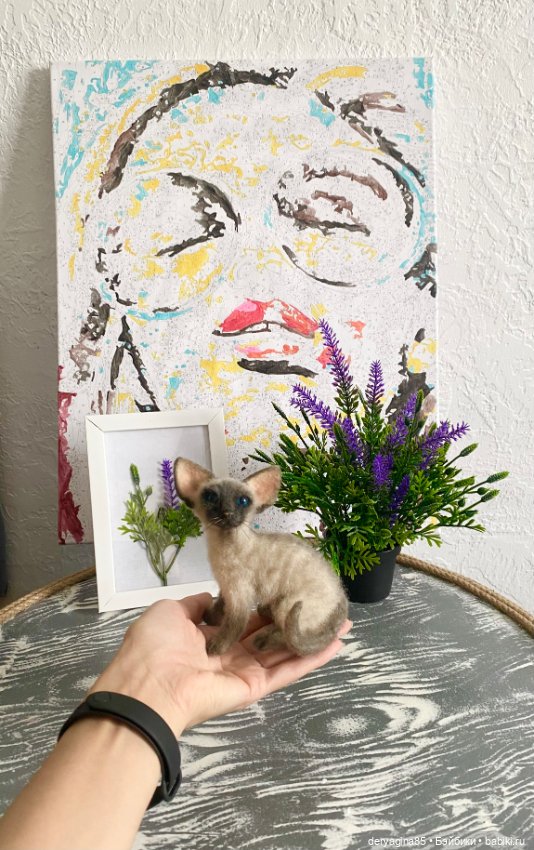 Сиамский котик — Валяные игрушки из шерсти: сухое валяние (фото 7)