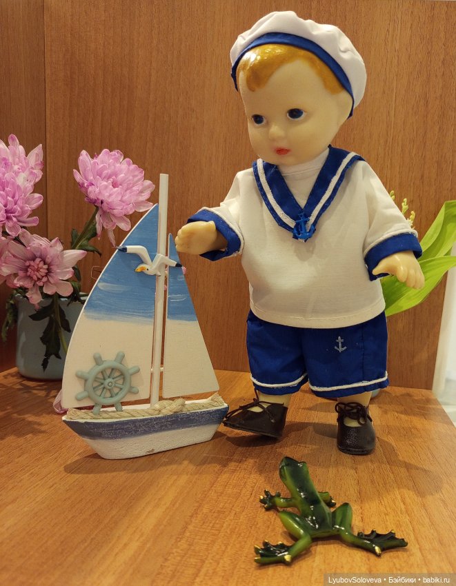 Бескозырка белая, в полоску воротник ⚓ (фото 3)