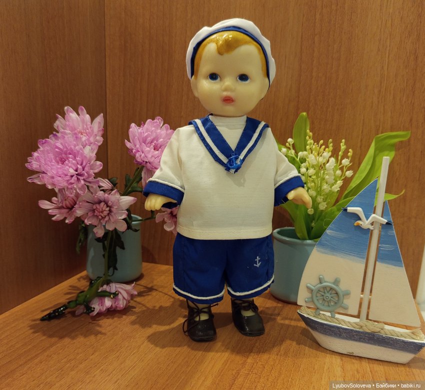 Бескозырка белая, в полоску воротник ⚓