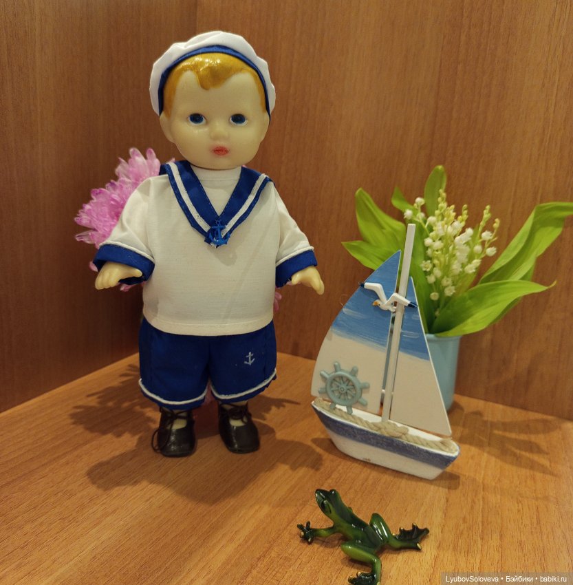 Бескозырка белая, в полоску воротник ⚓ (фото 2)