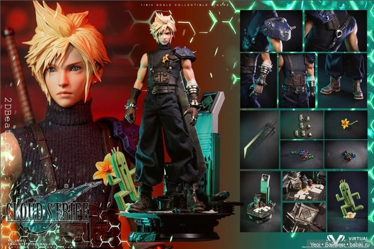Фигурка, экшен модель Клауд Страйф. Cloud Strife. Final Fantasy VII Remake. Последняя фантазия 7.VTS Toys (Virtual Toys) масштаб 1/6