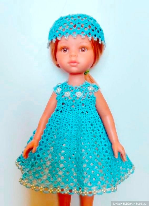 МК Наряд «Голубое облачко» для куклы Paola Reina 32см фриволите