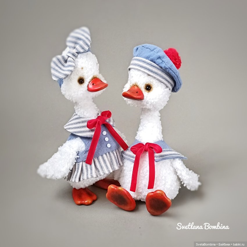 Парочка Гусят — Игрушки в смешанной технике (мех и глина): Арт