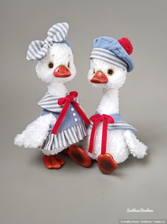 Парочка Гусят — Игрушки в смешанной технике (мех и глина): Арт (фото 5)