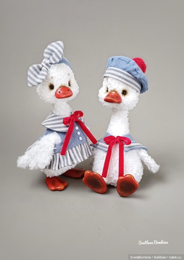 Парочка Гусят — Игрушки в смешанной технике (мех и глина): Арт (фото 3)