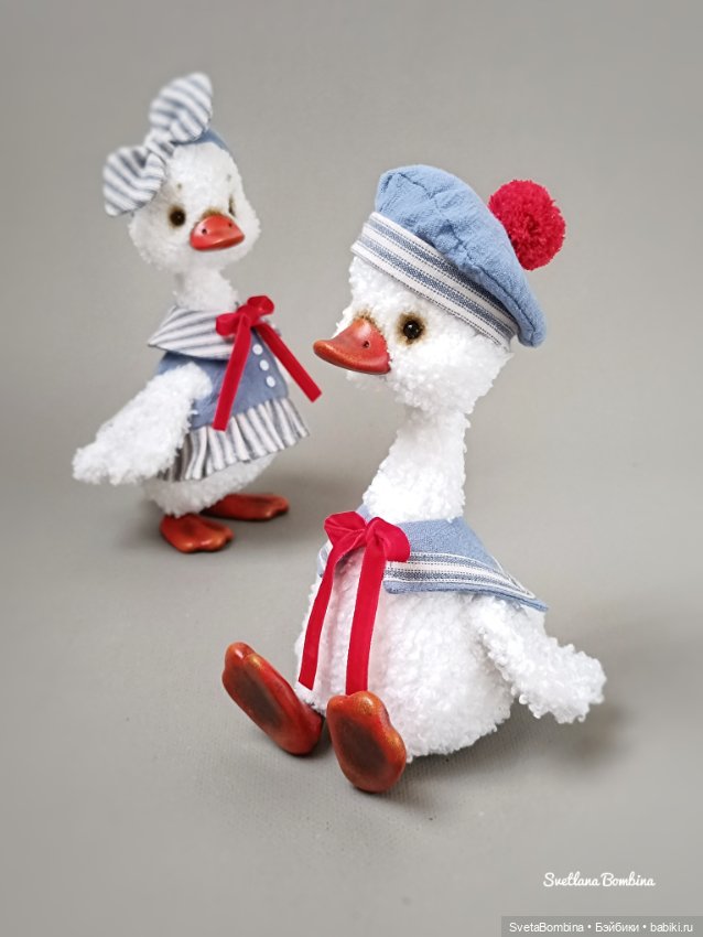 Парочка Гусят — Игрушки в смешанной технике (мех и глина): Арт (фото 2)
