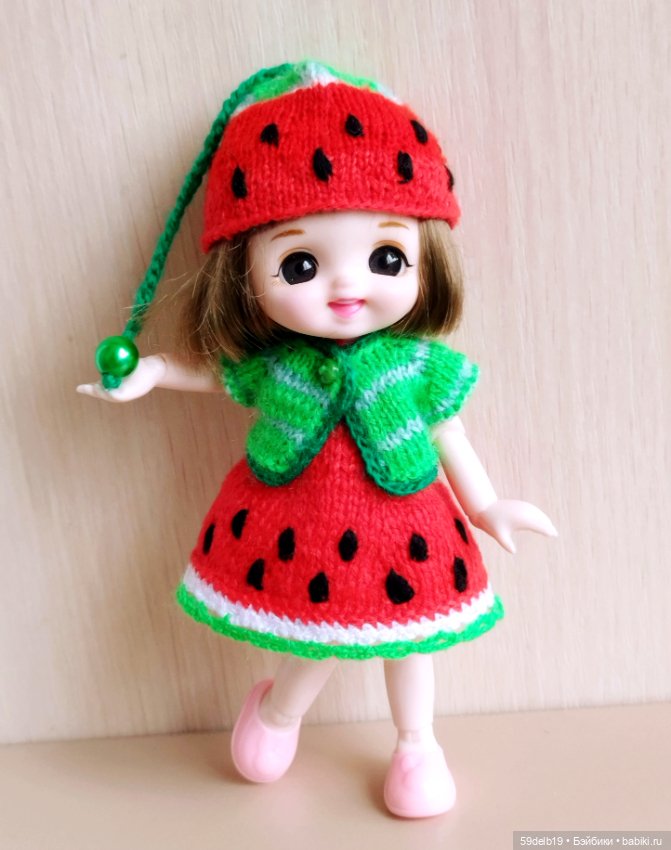 Костюмчик "Арбузик" для шарнирных кукол ростом 14-16 см (фото 9)