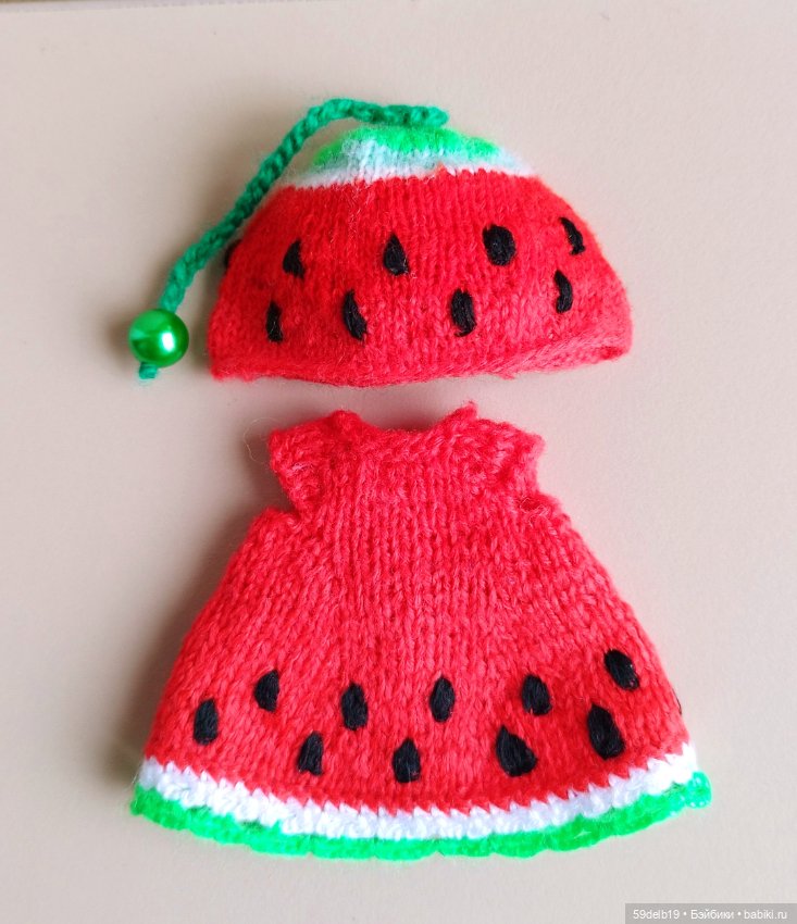 Костюмчик "Арбузик" для шарнирных кукол ростом 14-16 см