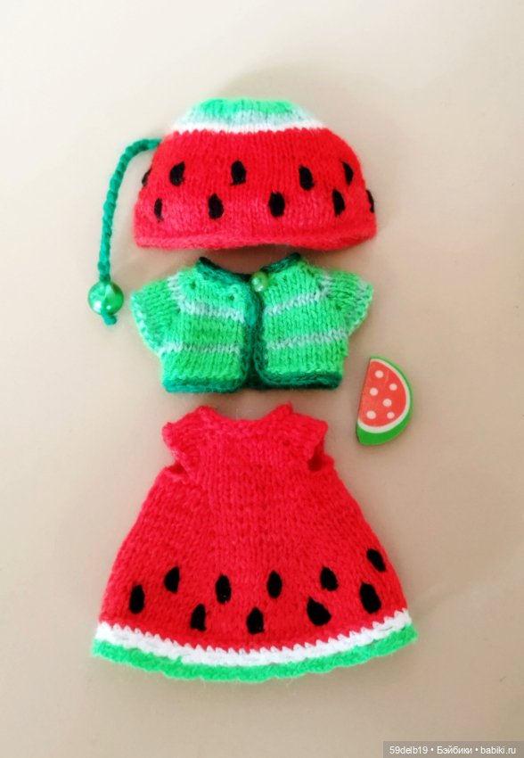 Костюмчик "Арбузик" для шарнирных кукол ростом 14-16 см