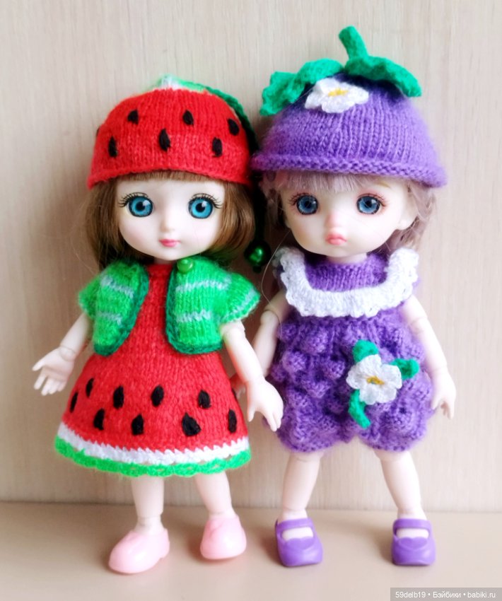 Костюмчик "Арбузик" для шарнирных кукол ростом 14-16 см