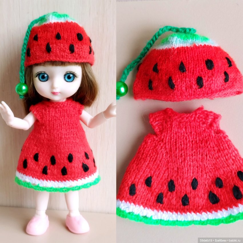 Костюмчик "Арбузик" для шарнирных кукол ростом 14-16 см