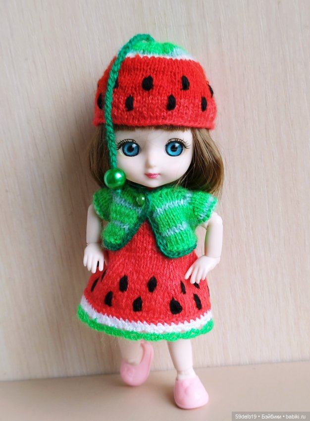 Костюмчик "Арбузик" для шарнирных кукол ростом 14-16 см