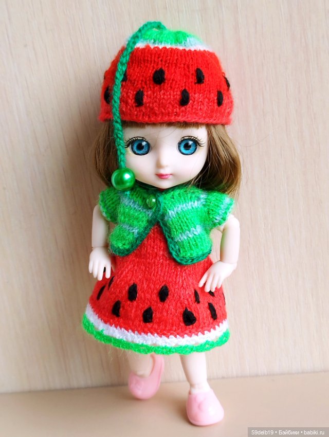 Костюмчик "Арбузик" для шарнирных кукол ростом 14-16 см