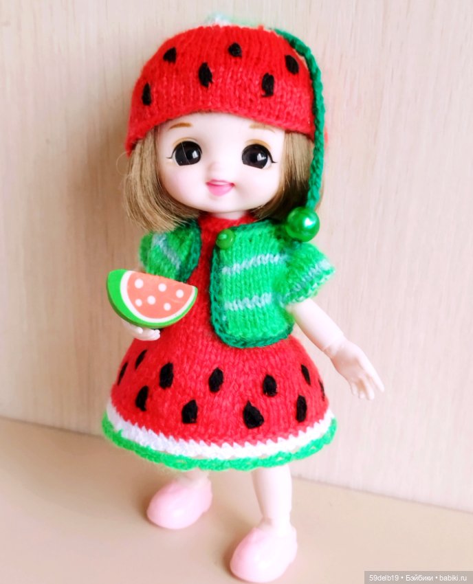 Костюмчик "Арбузик" для шарнирных кукол ростом 14-16 см (фото 10)