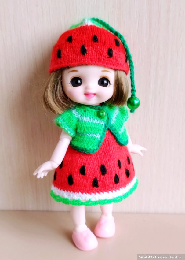Костюмчик "Арбузик" для шарнирных кукол ростом 14-16 см (фото 8)