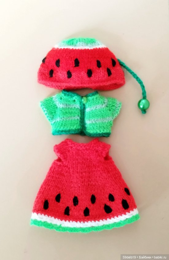 Костюмчик "Арбузик" для шарнирных кукол ростом 14-16 см