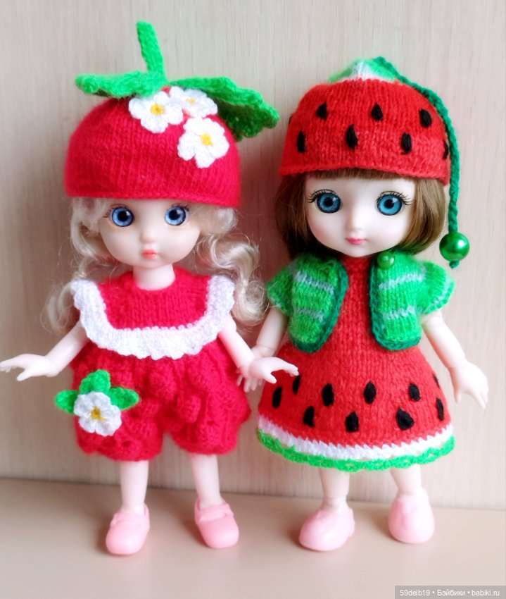 Костюмчик "Арбузик" для шарнирных кукол ростом 14-16 см