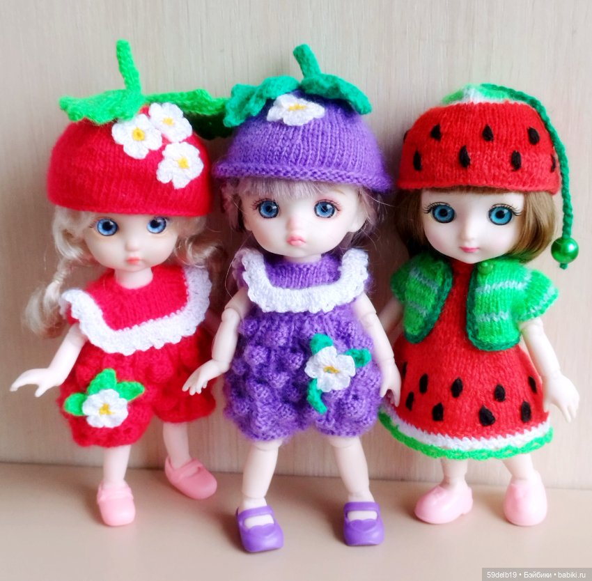 Костюмчик "Арбузик" для шарнирных кукол ростом 14-16 см