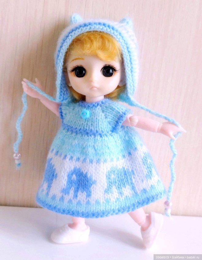 Платье для баболи с жаккардом "Слоники"