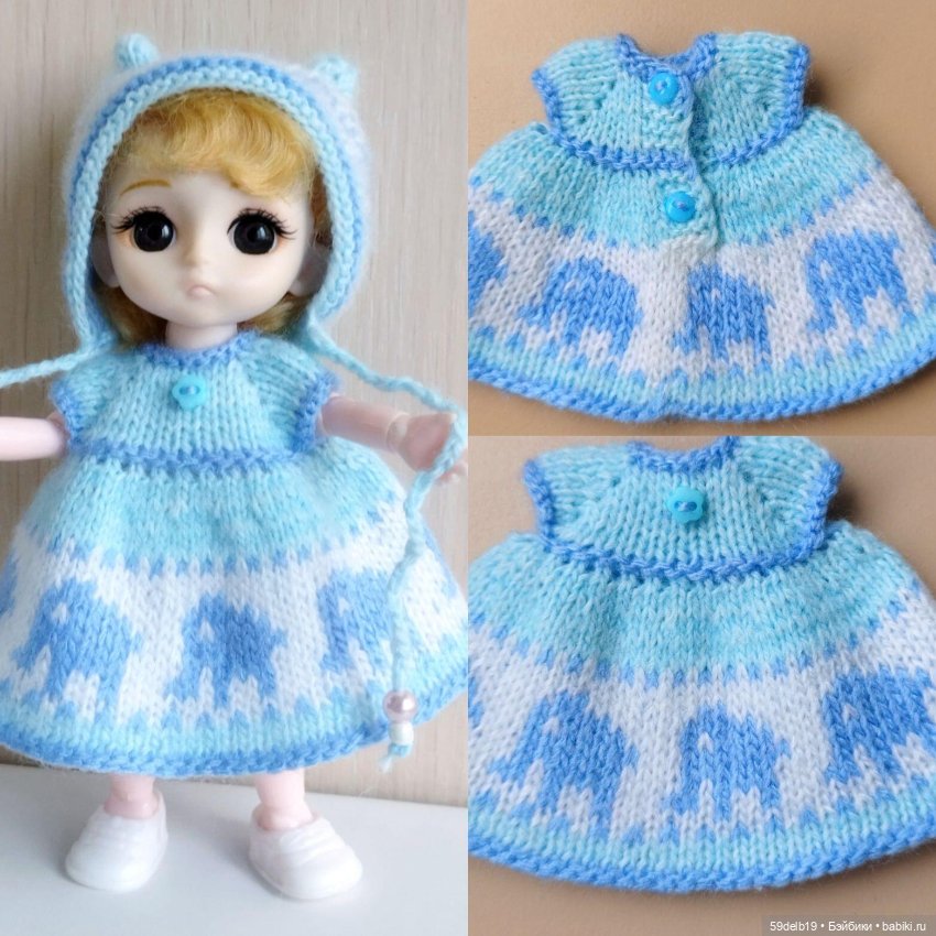 Платье для баболи с жаккардом "Слоники" (фото 7)