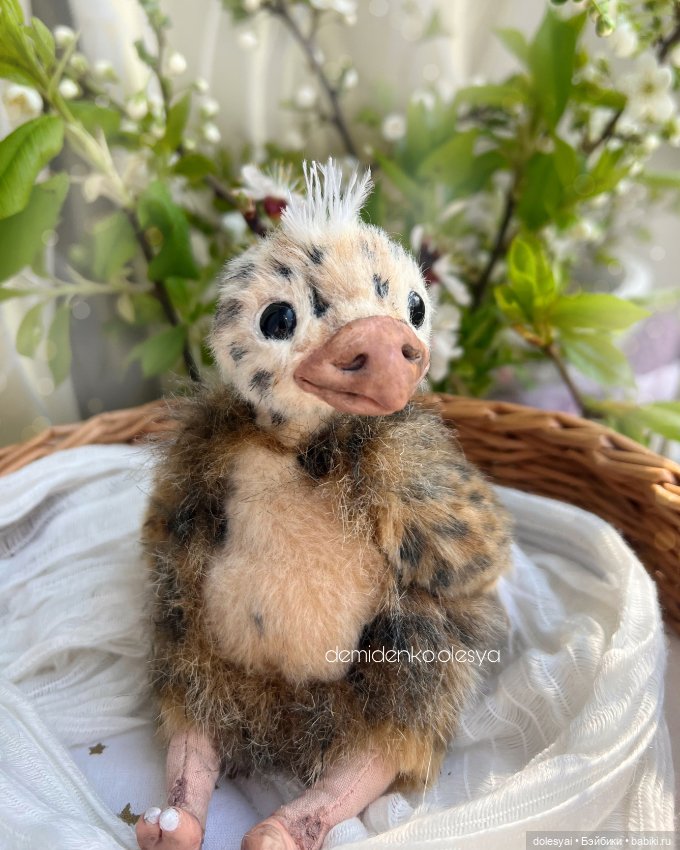 Страусёнок Гамби — Игрушки в смешанной технике (мех и глина): Арт