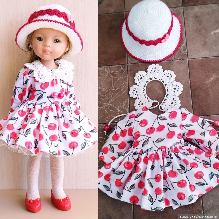 Комплект одежды для кукол паола рейна "Вишнёвое настроение"