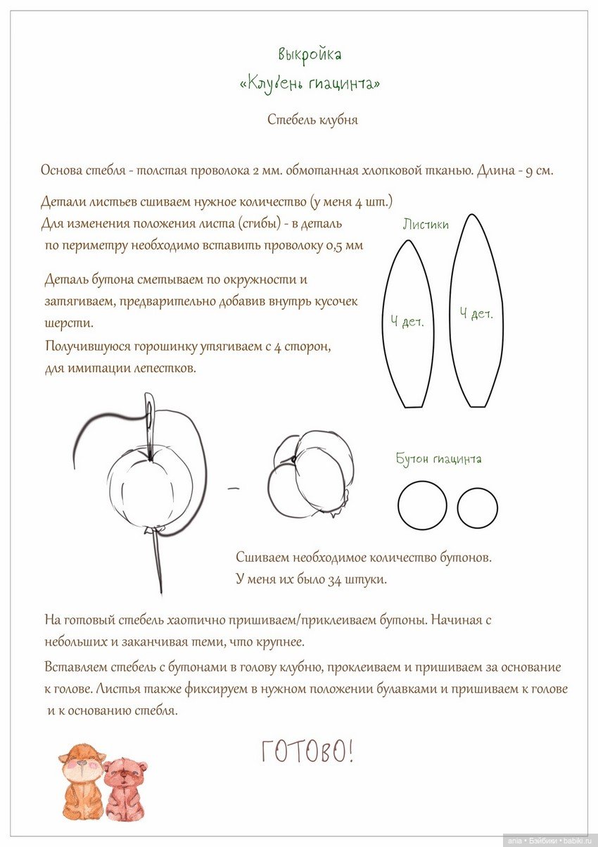 Выкройка клубня гиацинта, автор Wonderland (фото 3)