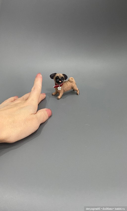 Мопсик — Валяные игрушки из шерсти: сухое валяние (фото 2)