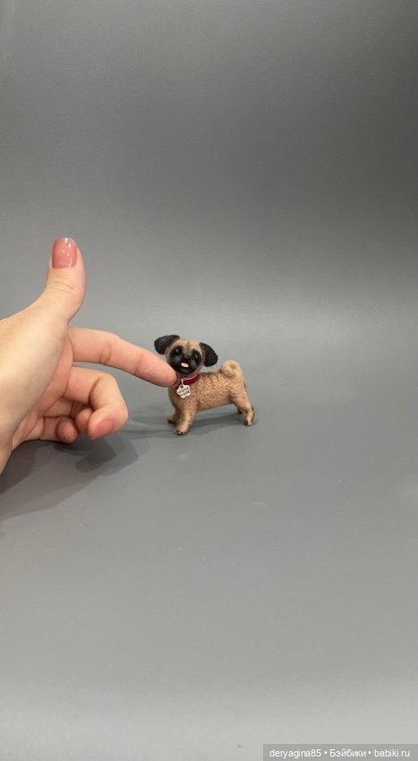 Мопсик — Валяные игрушки из шерсти: сухое валяние (фото 4)