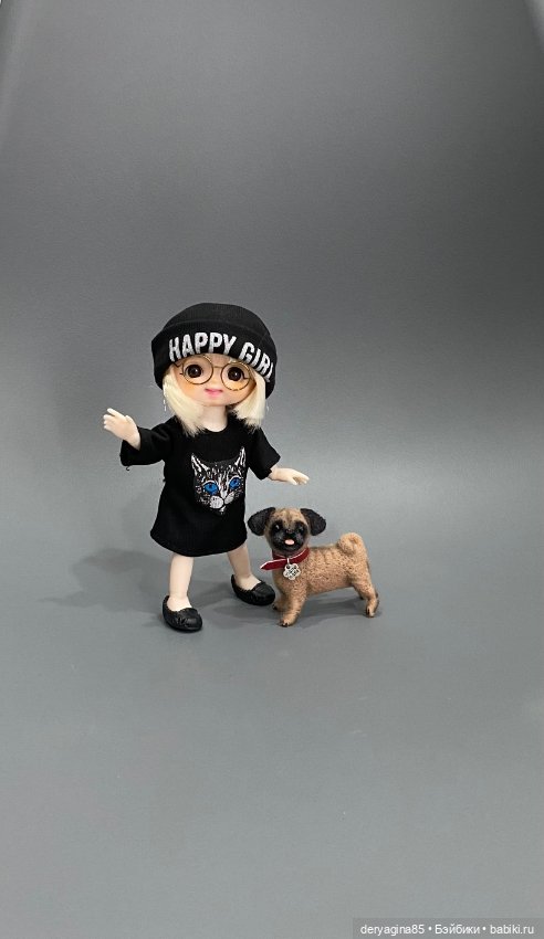 Мопсик — Валяные игрушки из шерсти: сухое валяние (фото 9)