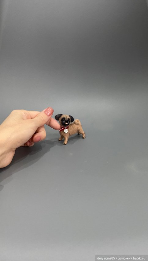 Мопсик — Валяные игрушки из шерсти: сухое валяние (фото 3)