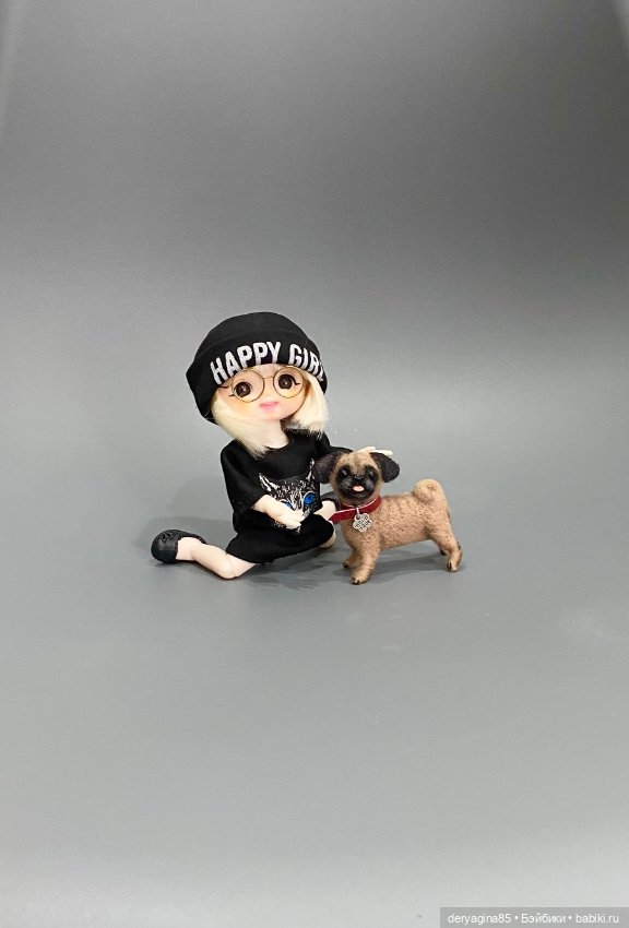 Мопсик — Валяные игрушки из шерсти: сухое валяние (фото 10)