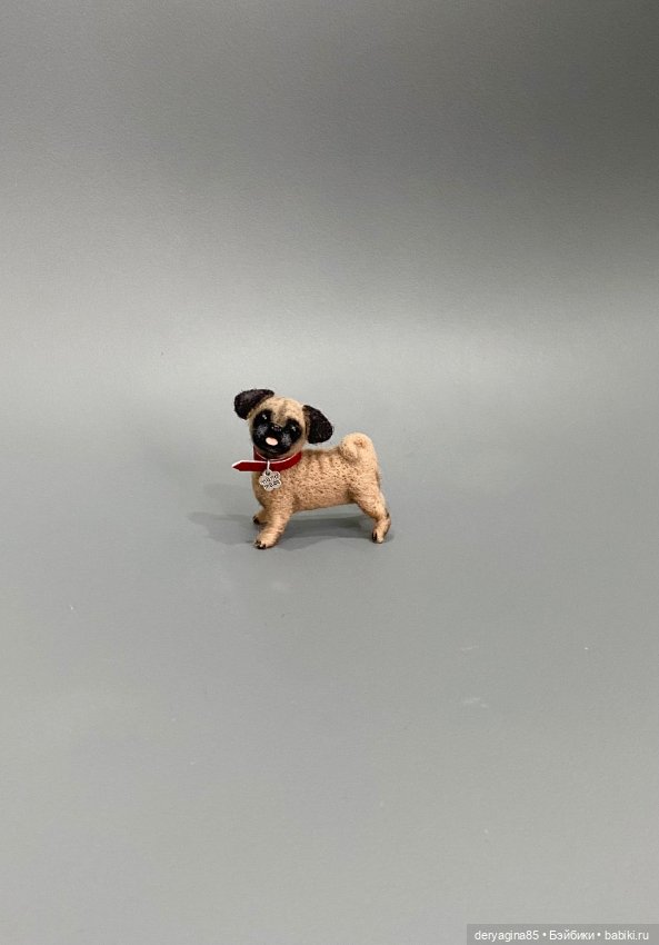 Мопсик — Валяные игрушки из шерсти: сухое валяние (фото 5)