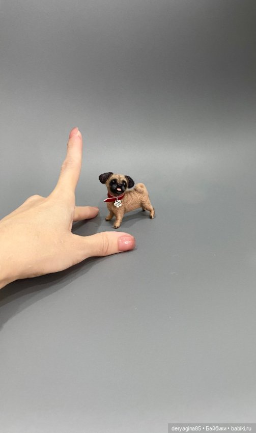 Мопсик — Валяные игрушки из шерсти: сухое валяние (фото 6)