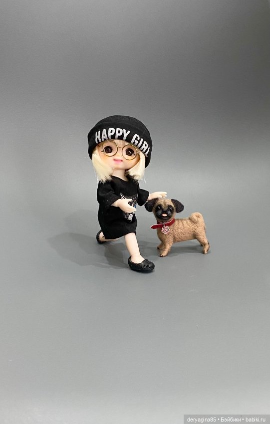 Мопсик — Валяные игрушки из шерсти: сухое валяние (фото 7)