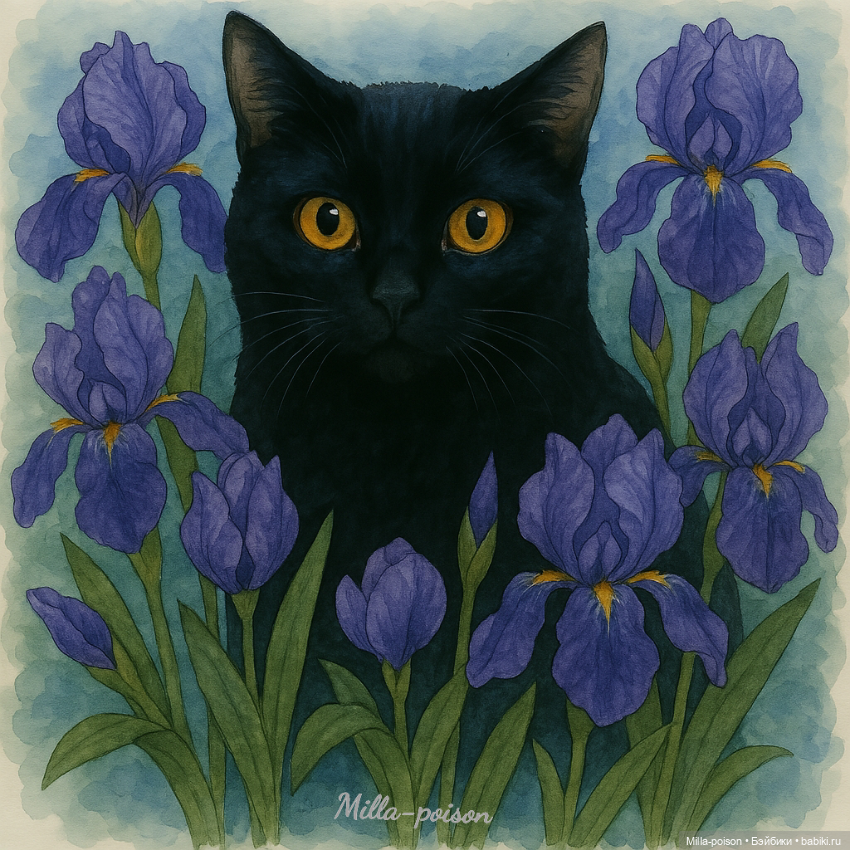 Чёрные кошки и цветы — Рисование и арт: скетчи