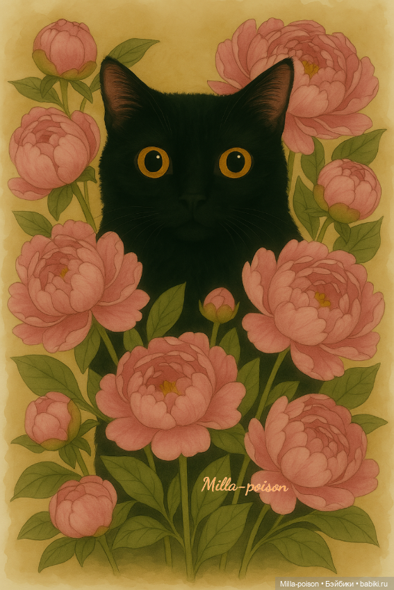 Чёрные кошки и цветы — Рисование и арт: скетчи (фото 6)